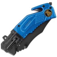 19-BV442 - Black Legion Police Everyday Carry Assisted Opening Pocket Knife with Built-In Flashlight