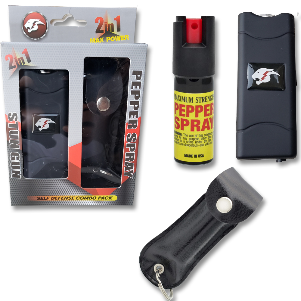 Black Self Defense Combo (Stun Gun / Pepper Spray)