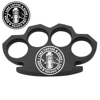 Gunbucks I Like Coffee and Guns Black Solid Metal Paper Weight