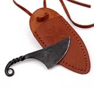 Damsel Miniature Pocket Neck Knife Necklace Brown Sheath