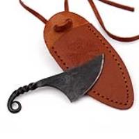NP2213BR - Damsel Miniature Pocket Neck Knife Necklace Brown Sheath