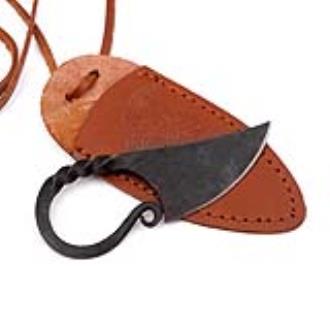 Medieval Hand Forged Scandinavian Pocket Neck Knife Brown Sheath