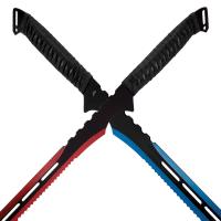 BK3210 - Fire and Ice Twin Sword Set with Black Nylon Double Sheath