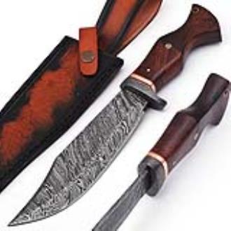 White Deer Custom Made Damascus Steel Executive Knife with Wood Handle