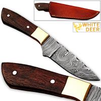 DM-1020 - Japanese 1095 HC &amp; 15N20 Alloy Steel Handmade Damascus Hunting Knife Wood Handle