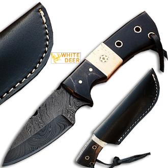 White Deer General Patton's Custom Damascus Knife 1095 HC Steel Razor Sharp