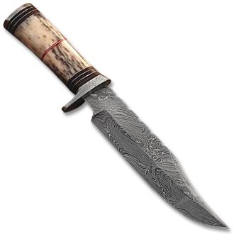 Out Class Damascus Steel Hunting Knife with Giraffe Bone Handle
