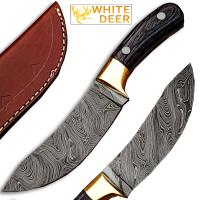 DM-2249 - White Deer Custom Made Damascus Steel Exotic Wood Handle Buffalo Skinner