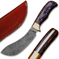 DM-2250 - White Deer Damascus Steel Kukri Skinner Knife Exotic Wood Handle Buffalo Skinner