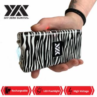 Zebra Print Max Power 10 Million Volt Stun Gun Rechargeable LED Light