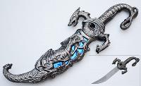 HK-858BL - Small 10&quot; Blue Dragon Slayer Fantasy Dagger