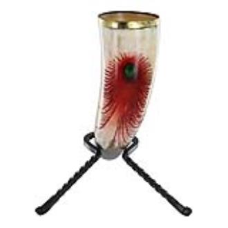 Horn of Olaf Bloody Peacock Feather Medieval Drinking Horn