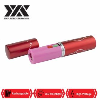 DZS Red Rechargeable Lipstick 2.5 Million Volt Concealed Stun Gun With LED Light