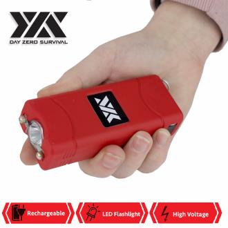DZS Ultra Mini Red Stun Gun Rechargeable With LED Light, Holster and KeyRing
