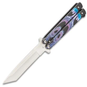 Twin Dragons Purple and Blue Butterfly Knife