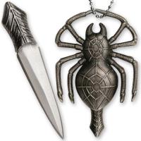 EW-0082 - Deadly Spider Neck Knife Necklace Pendant with Ball Chain 2.25in Knife All Metal