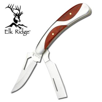 Elk Ridge Knife with Steel Handle with Pakkawood Inlays