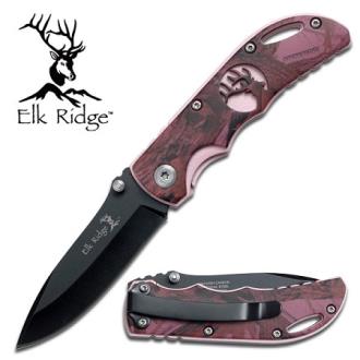 Elk Ridge Folding Knife Purple Camo