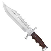 EW-318 - Texas Longhorn Spiked Full Tang Bowie Knife 15in w/ Sheath &amp; Hardwood Handle