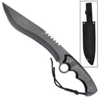 EW-2115B - Bowie Survival Military Fixed Blade Full Tang Knife Black