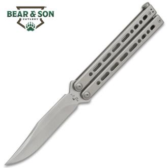 Bear Song VIII Grey Butterfly Knife 154CM Steel Blade