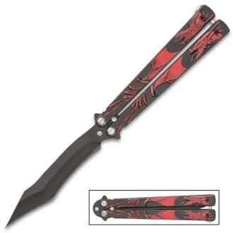 Crimson Dragon Butterfly Knife Stainless Steel Blade
