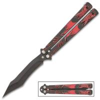 NF1069 - Crimson Dragon Butterfly Knife - Stainless Steel Blade