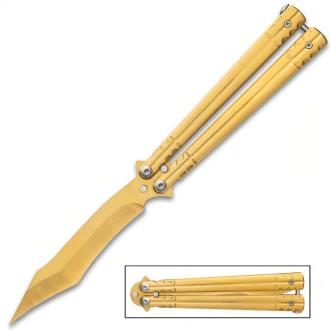 Golden Radiance Balisong Knife Butterfly Stainless Steel Blade