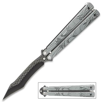 Grey Dragon Butterfly Knife Stainless Steel Blade