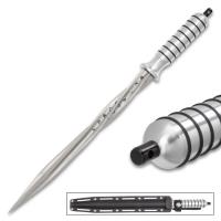 BK4490 - Grey Titanium Spiral Dagger With Sheath