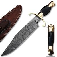 GDMN-1 - Custom Made Damascus Steel Bowie Knife with Buffalo Horn Handle