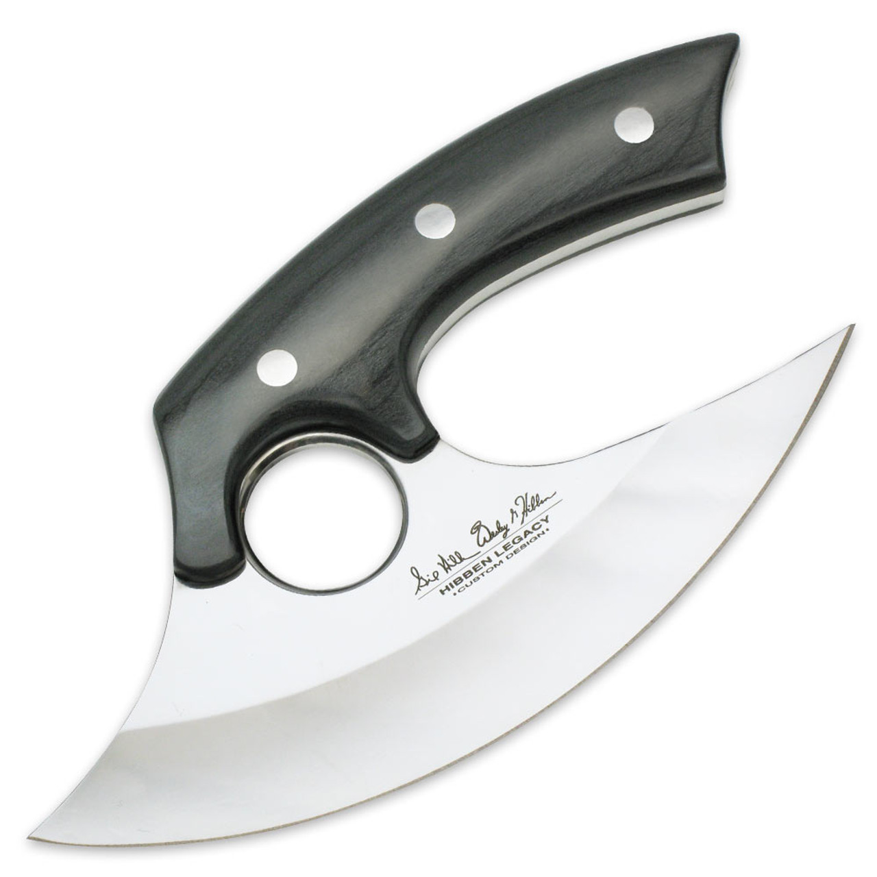 Hibben Legacy Ulu Knife and Leather Sheath 5Cr15 Stainless