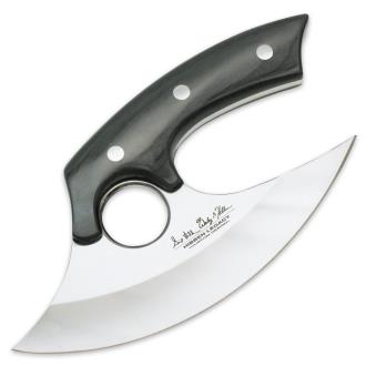 Hibben Legacy Ulu Knife and Leather Sheath - 5Cr15 Stainless