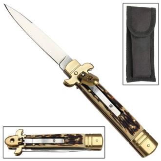 Old West Stiletto Switchblade Golden Stag
