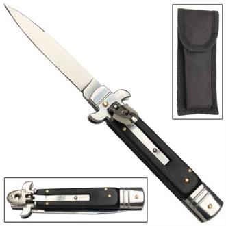 Automatic Stiletto Switchblade Satin Silver Knife