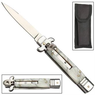 Push Lock Stiletto Switchblade Marble Maze Auto Knife