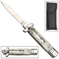 GBS64 - Push Lock Stiletto Switchblade Marble Maze Auto Knife