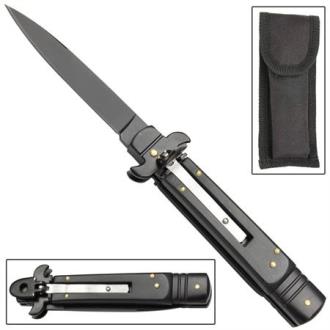 Dark Gentleman's Stiletto Switchblade Basic Black