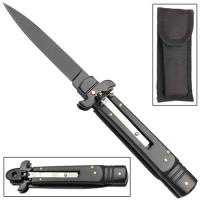 GBS65 - Dark Gentleman&#39;s Stiletto Switchblade Basic Black