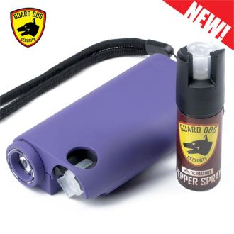 Purple Olympian World's Only All-In-One Stun Gun Pepper Spray Flashlight
