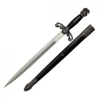 H-5912 - Scrimshaw Designed Dagger With Black Scabbard