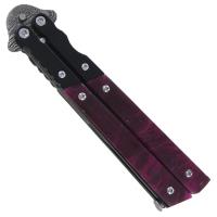8BC5-50RDS-2-D5 - Heavy Duty Quiet Cabernet Damascus Butterfly Knife