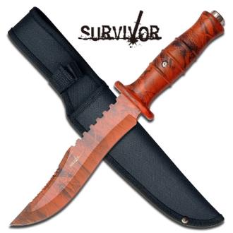 Survivor Series Seven 12" Survival Knife Orange Camo