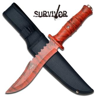 Survivor Series Seven 12" Survival Knife Red Camo