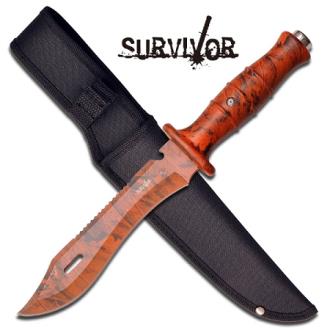 Survivor Series Eight 12" Survival Knife Orange Camo