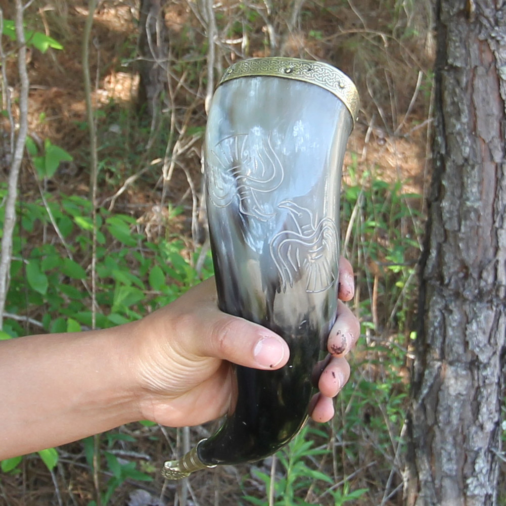 Horn Odin's Wisdom Natural Drinking Horn Vessel