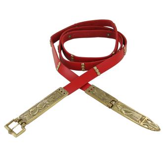 Medieval Lady in Red Leather Belt