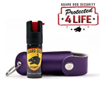 Purple Personal Defense Pepper Spray OC-18 1/2 oz - Leather Case