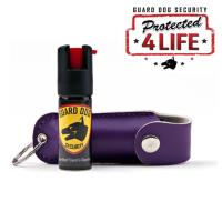 SKU-GDOC18-1PR - Purple Personal Defense Pepper Spray OC-18 1/2 oz - Leather Case