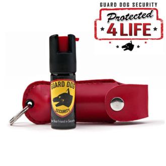 Red Personal Defense Pepper Spray OC-18 1/2 oz - Leather Case